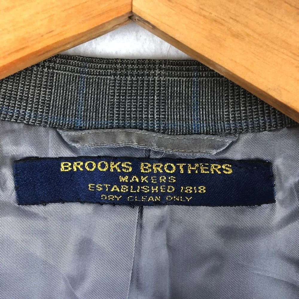 Brooks Brothers Vintage Men's Size 41R Grey Blue Wool Blend Sport Coat Blazer